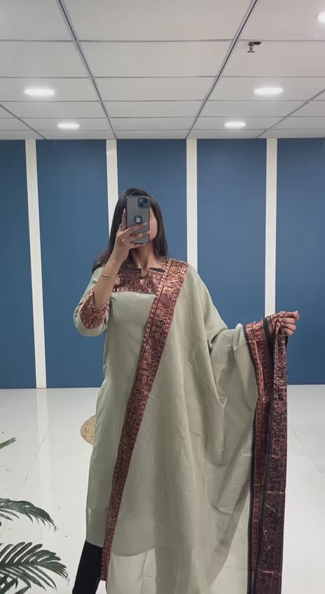 Stylish Grey Cotton Kurta Set with Black Border – A Perfect Combination of Comfort and Trend